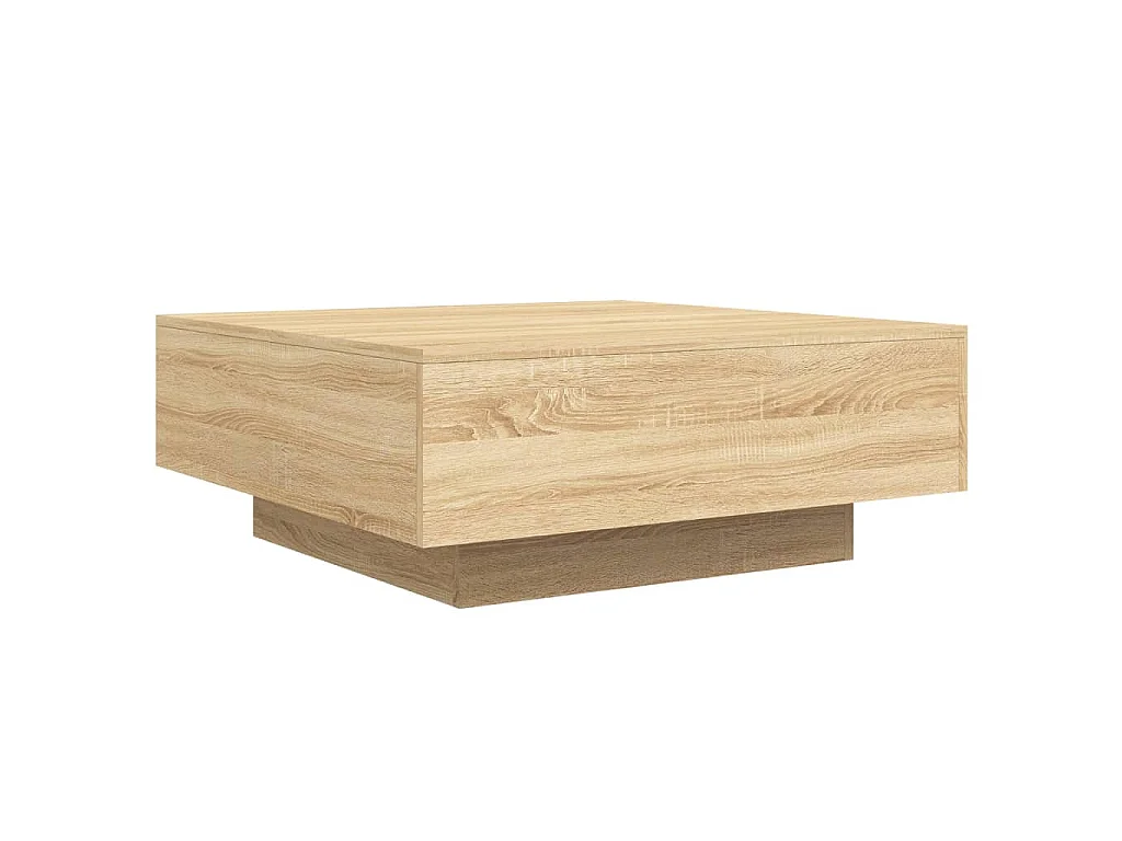 Salontafel met LED-verlichting 80x80x31 cm sonoma eikenkleurig