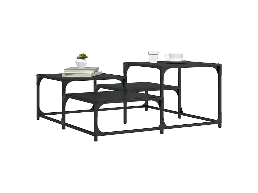 Table basse noir 87,5x87,5x40 cm bois d'ingénierie