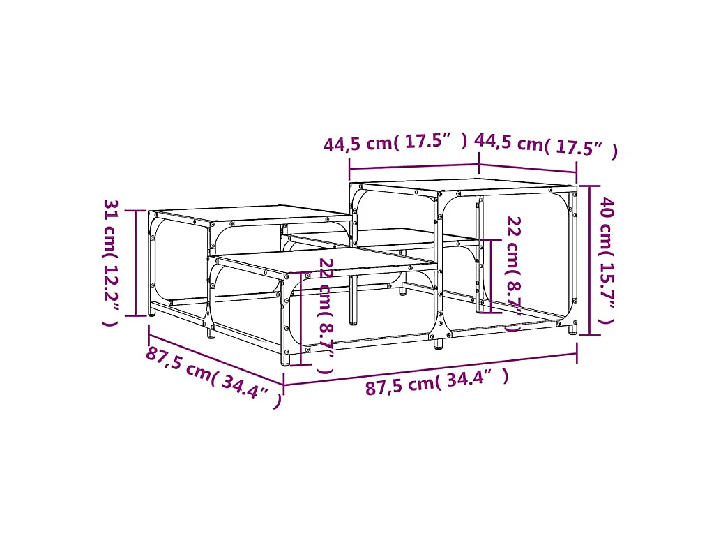 Table basse noir 87,5x87,5x40 cm bois d'ingénierie