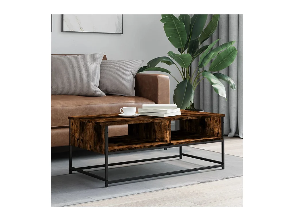 Table basse chêne fumé 100x51x40 cm bois d'ingénierie