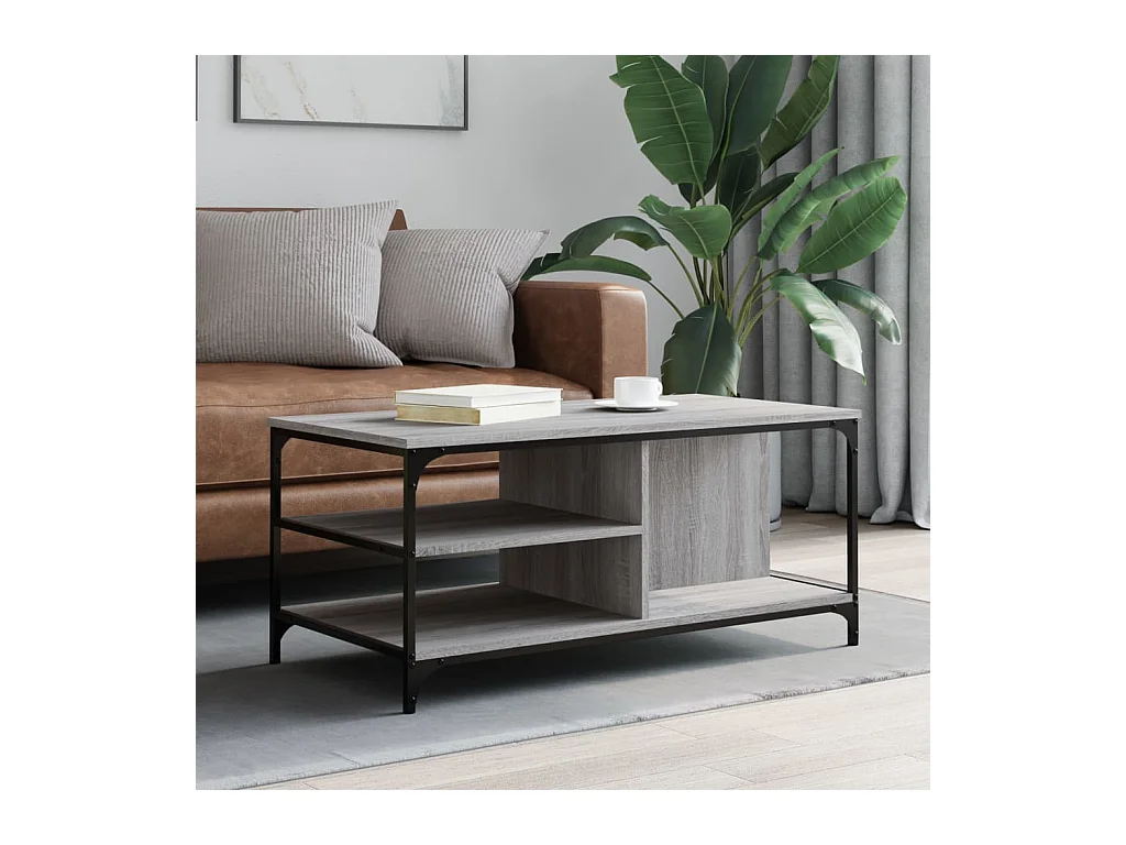 Salontafel 100x50x45 cm bewerkt hout grijs sonoma