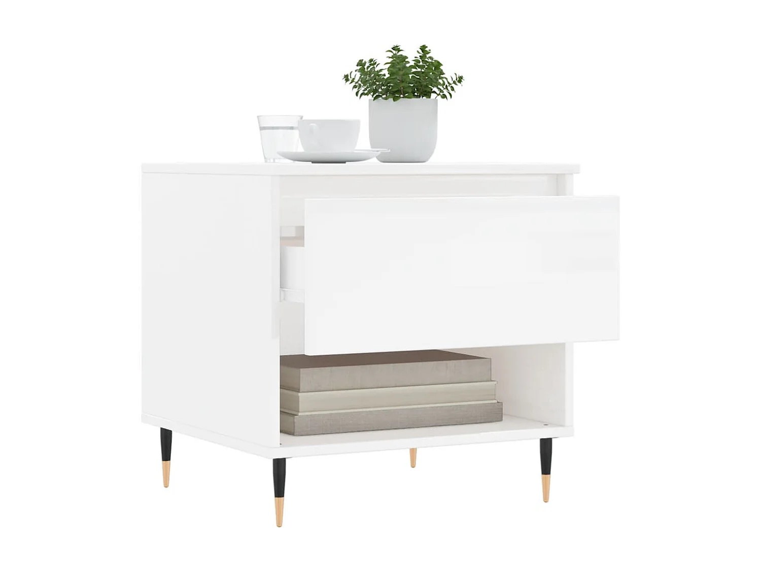 Tables basses 2 pcs blanc brillant 50x46x50cm bois d'ingénierie