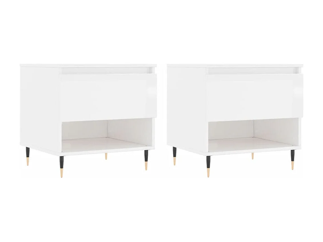Tables basses 2 pcs blanc brillant 50x46x50cm bois d'ingénierie