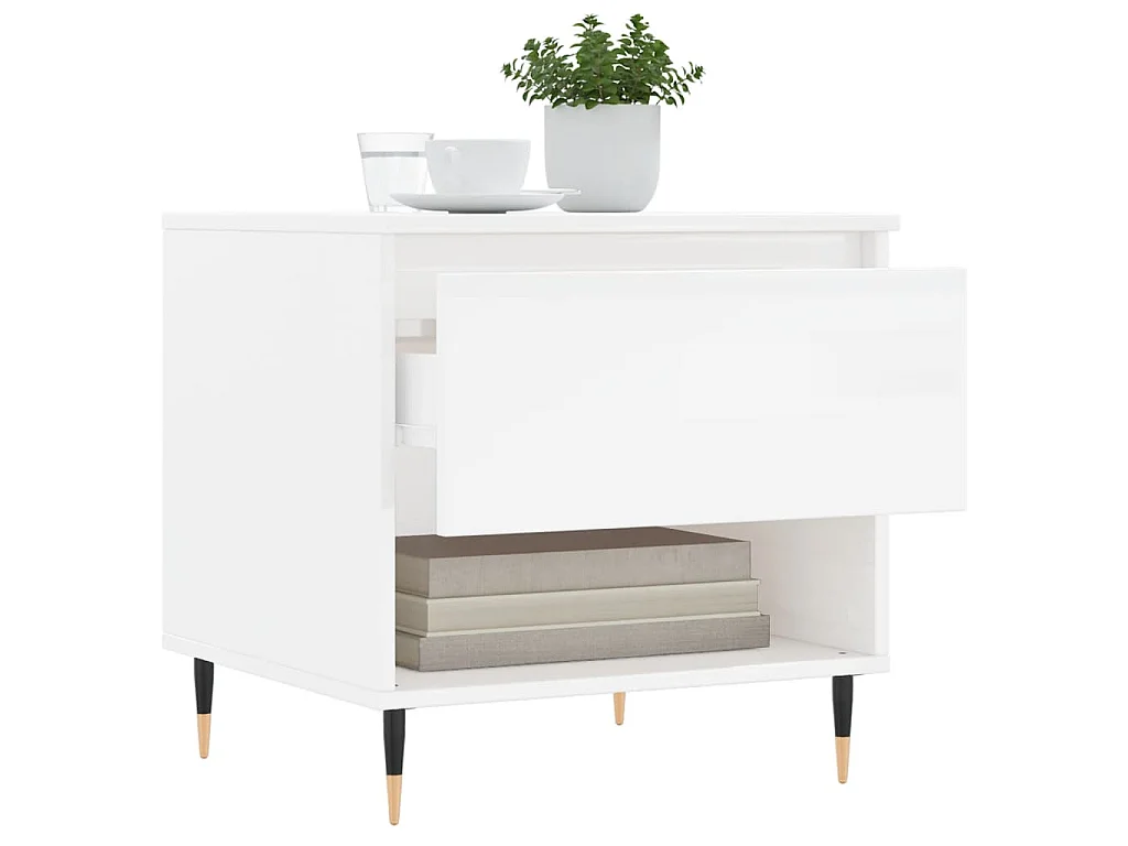 Tables basses 2 pcs blanc brillant 50x46x50cm bois d'ingénierie