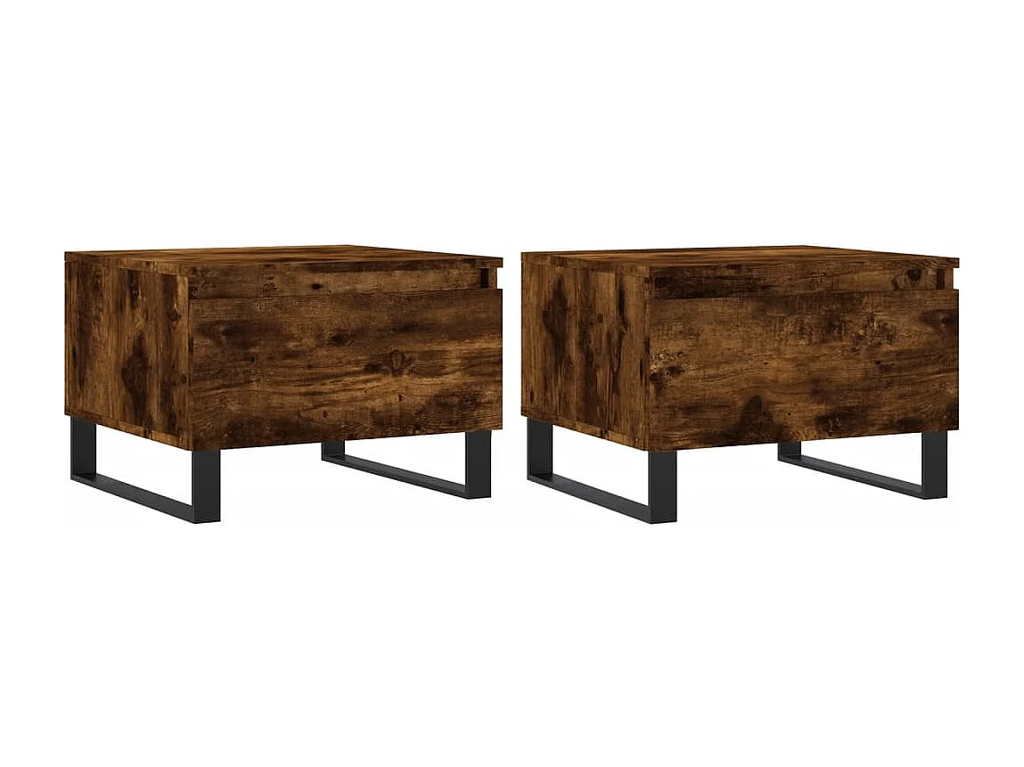 Salontafels 2 st 50x46x35 cm bewerkt hout gerookt eikenkleurig