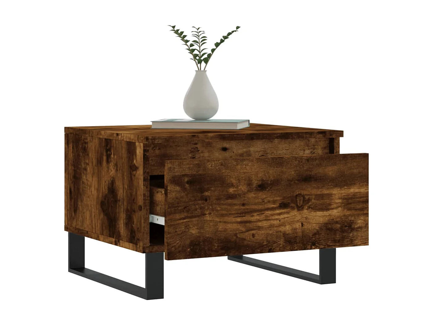 Salontafels 2 st 50x46x35 cm bewerkt hout gerookt eikenkleurig