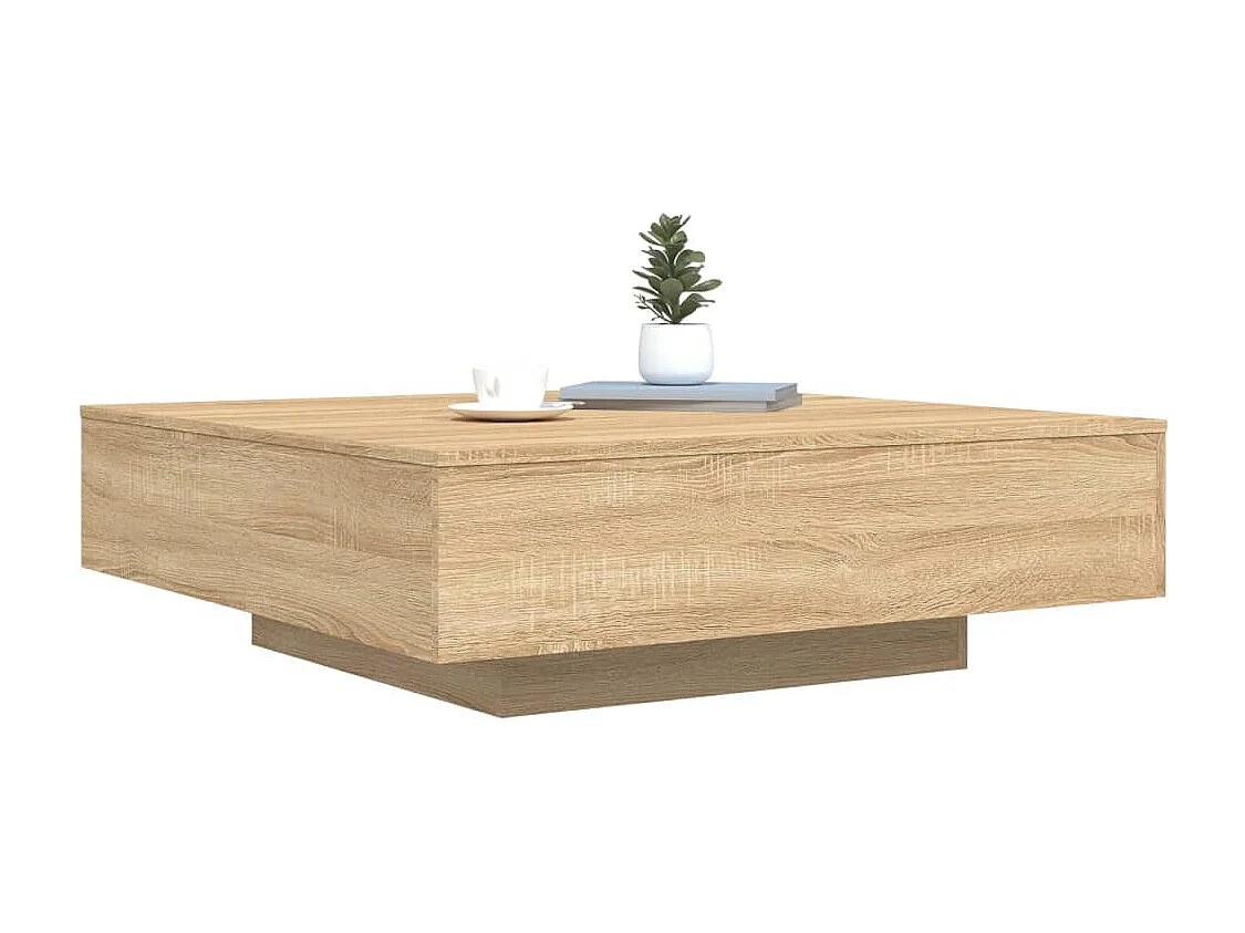 Table basse avec lumières LED chêne sonoma 100x100x31 cm