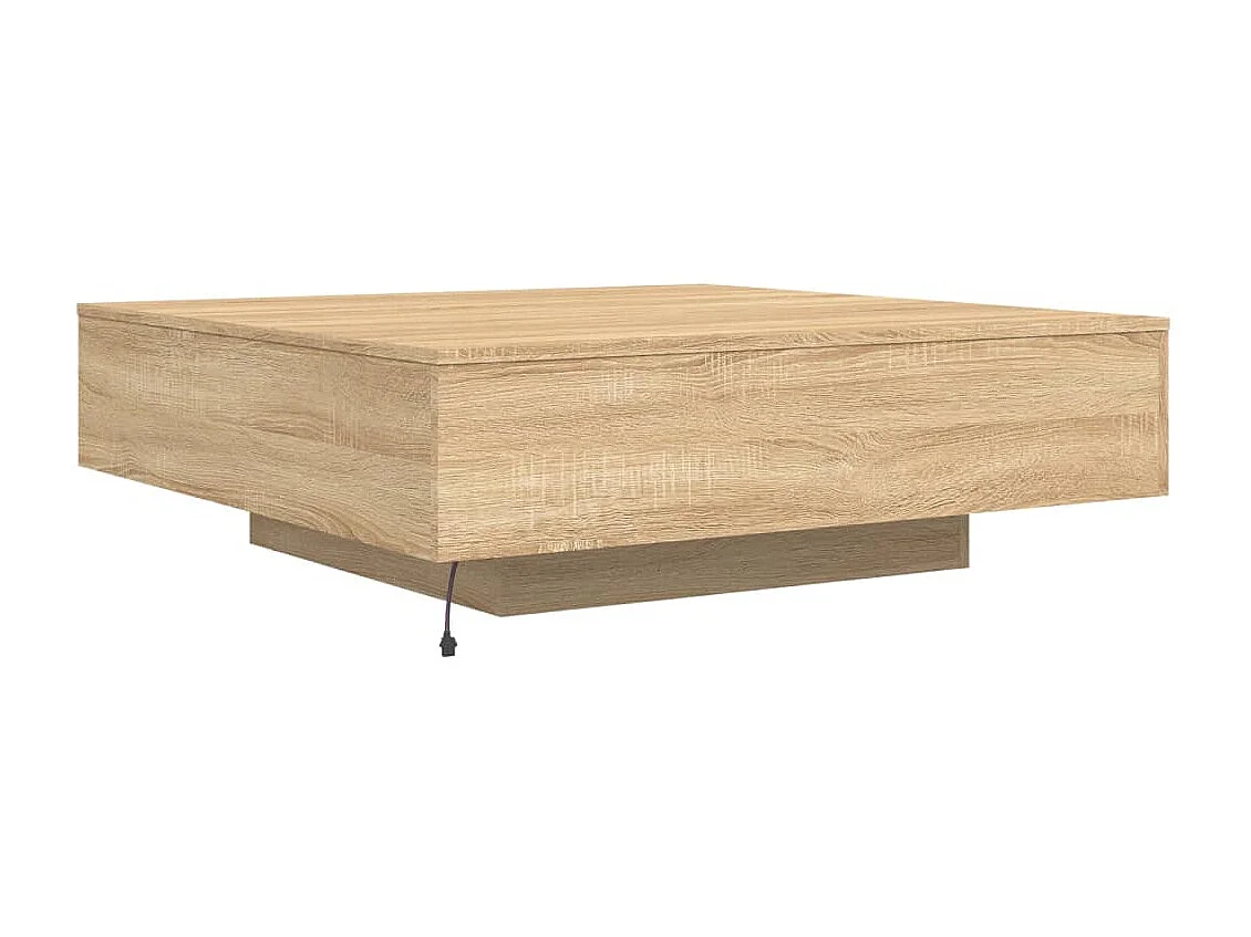 Table basse avec lumières LED chêne sonoma 100x100x31 cm