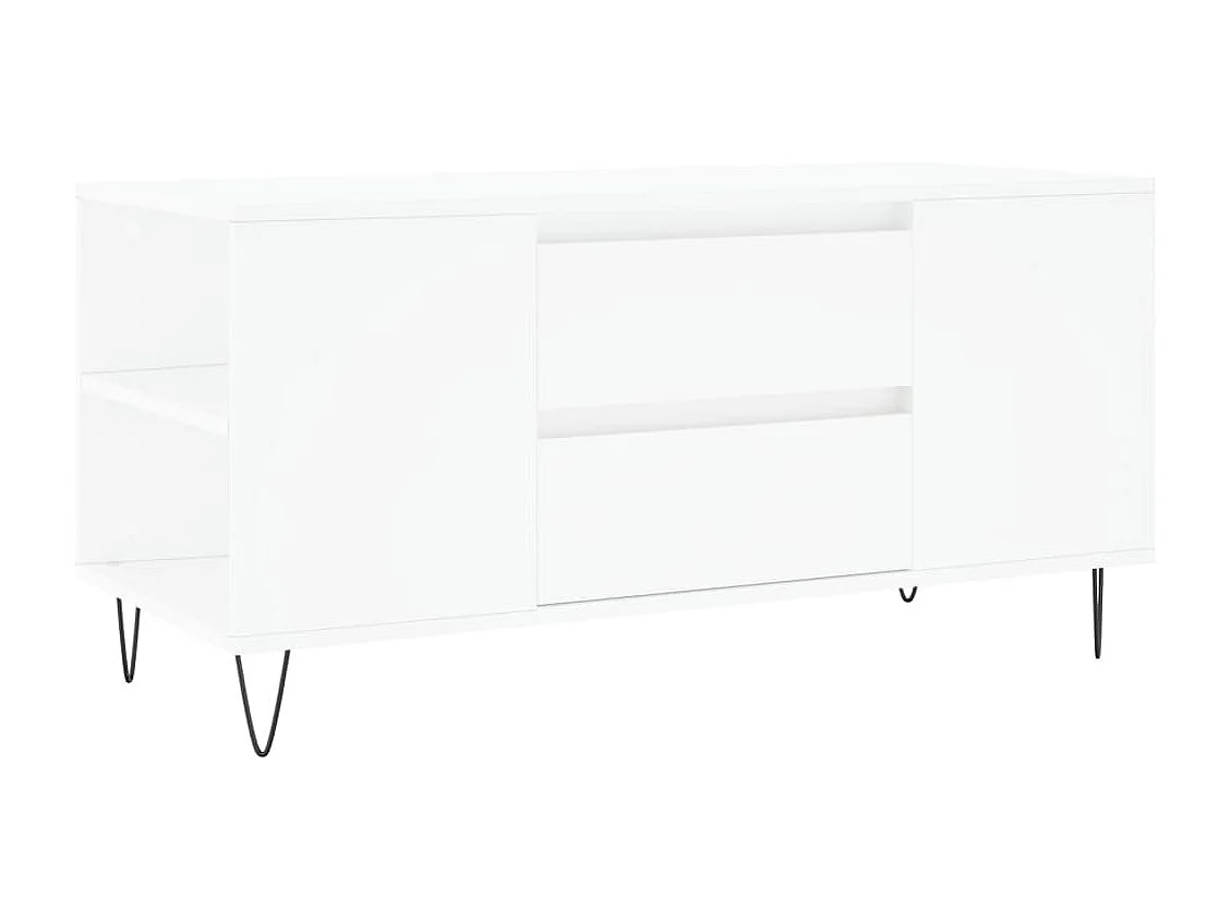 Tavolino da Salotto Bianco 102x44,5x50 cm in Legno Multistrato