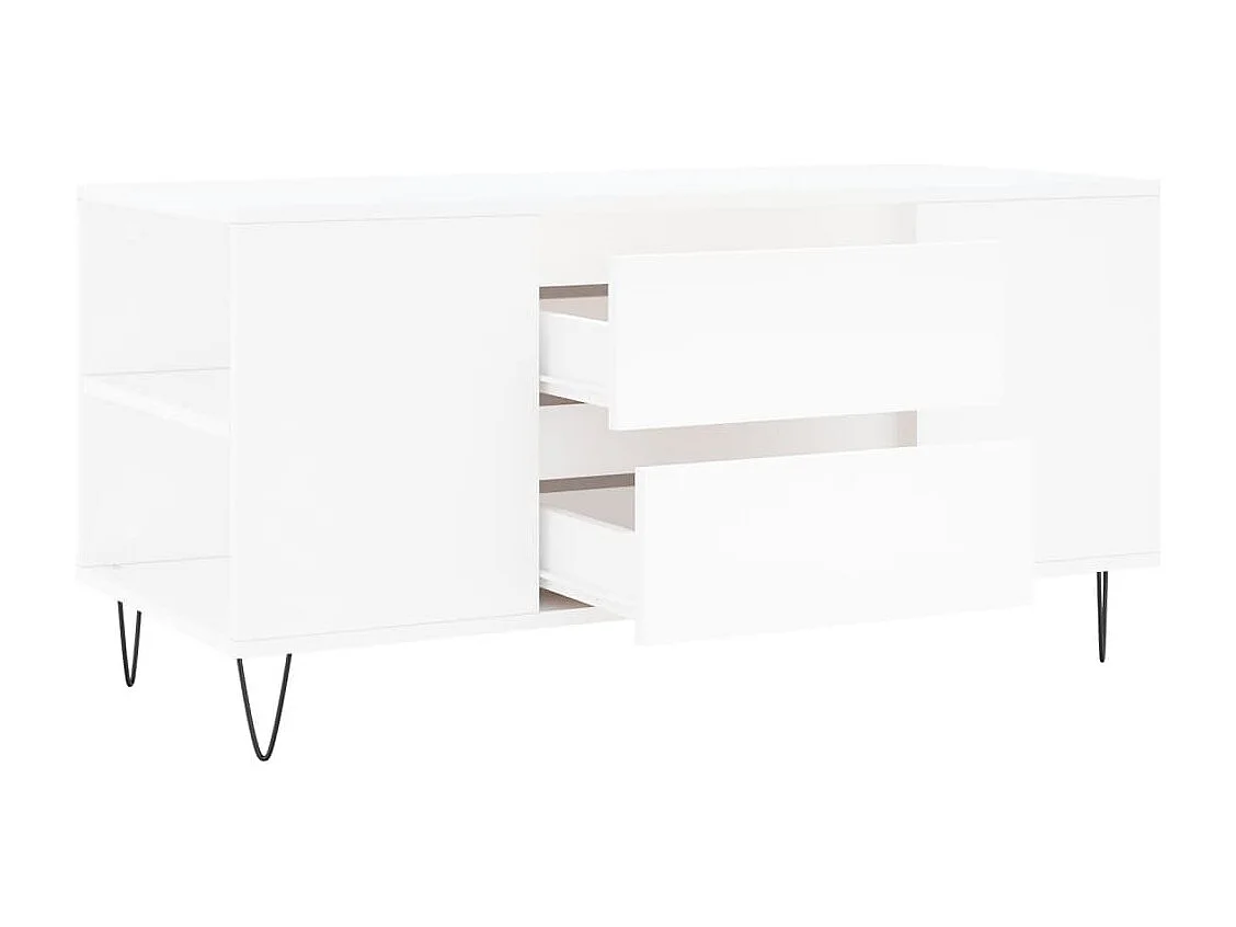 Tavolino da Salotto Bianco 102x44,5x50 cm in Legno Multistrato