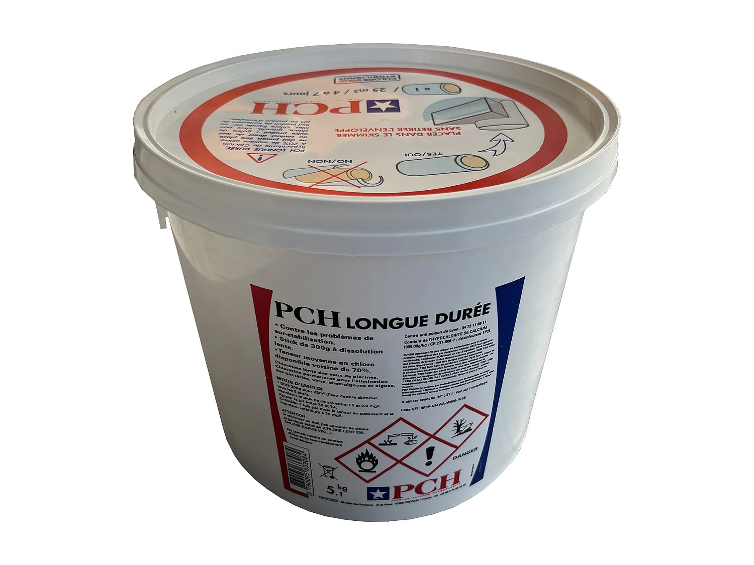 Pch Chlore lent stick 300g 5.1kg - hypochlorite calcium longue duree