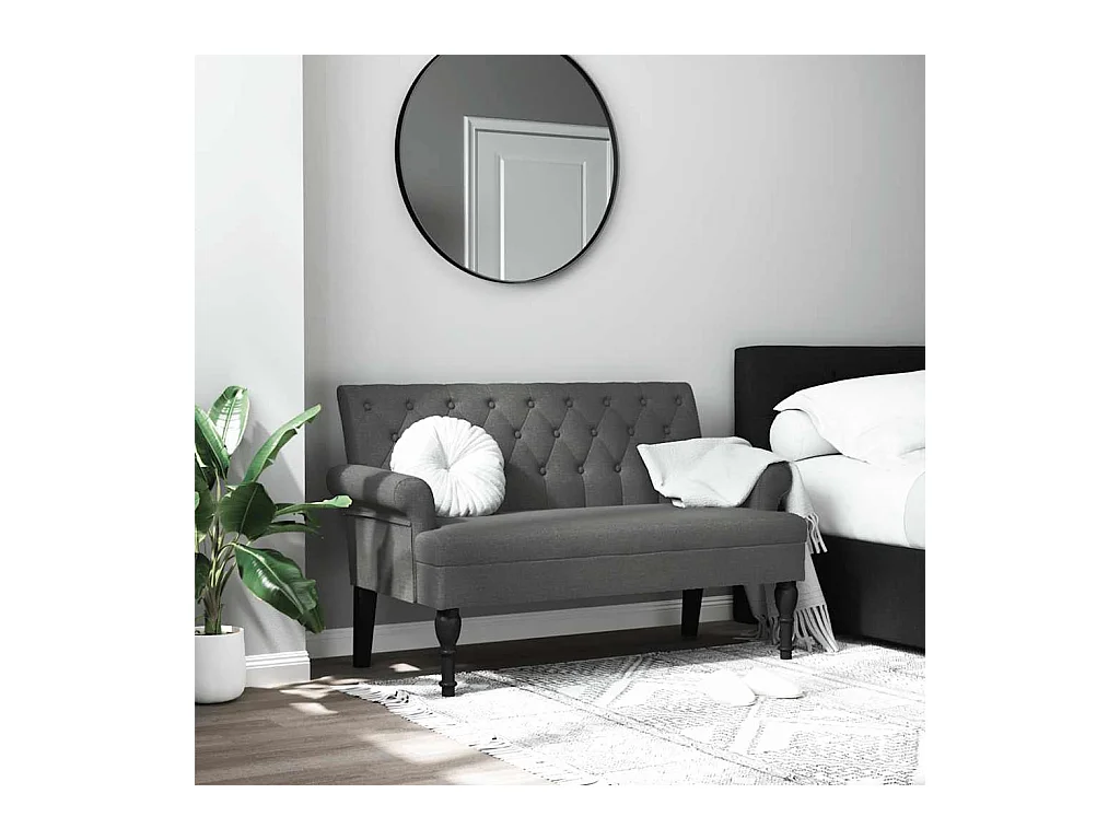 Sitzbank mit Rückenlehne Dunkelgrau 120x62x75,5 cm Stoff
