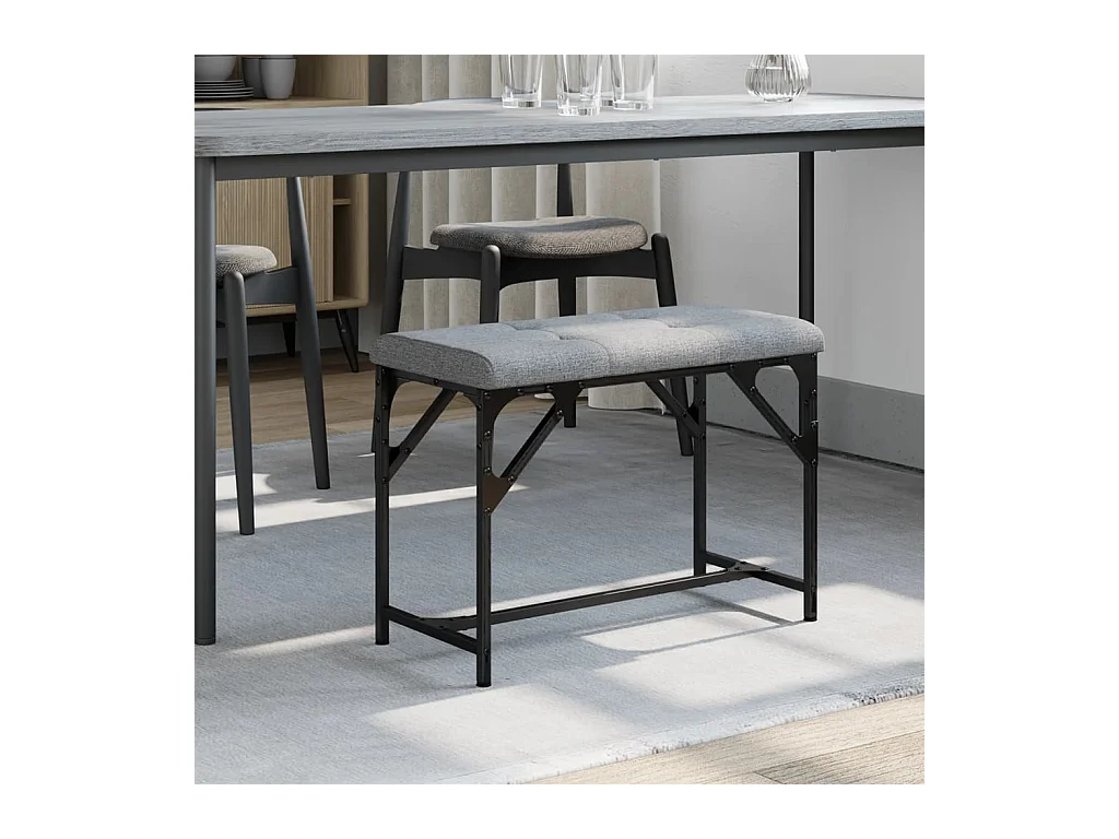 Banc à manger gris clair 62x32x45 cm acier et tissu