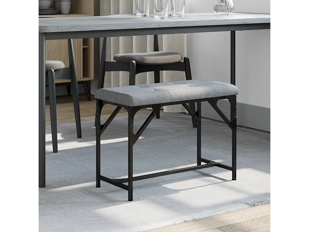Banco de jantar 62x32x45 cm aço e tecido cinzento-claro