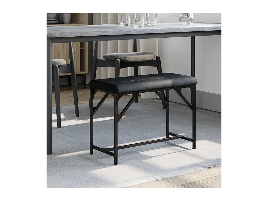 Banco de comedor acero y cuero sintético negro 62x32x45 cm