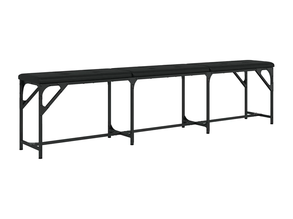 Essbank Schwarz 186x32x45 cm Stahl und Kunstleder