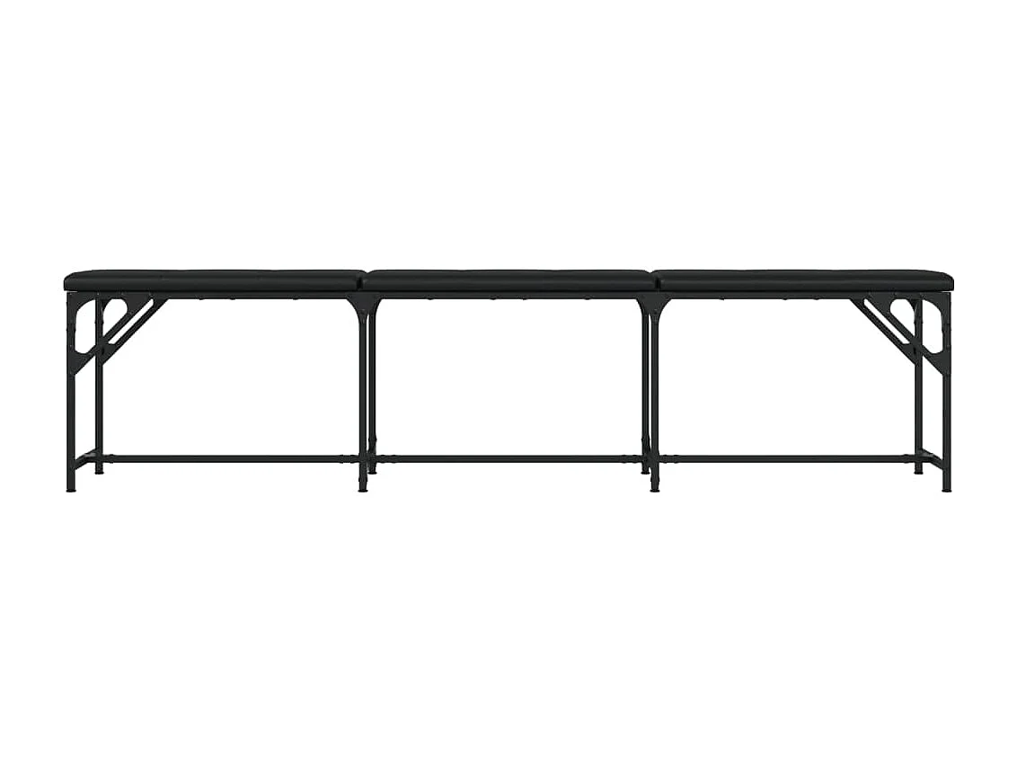 Essbank Schwarz 186x32x45 cm Stahl und Kunstleder