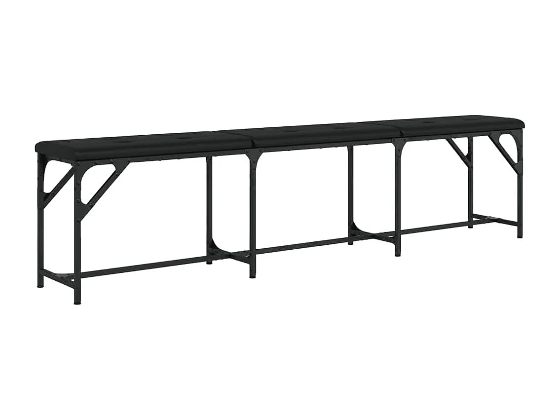 Essbank Schwarz 186x32x45 cm Stahl und Kunstleder