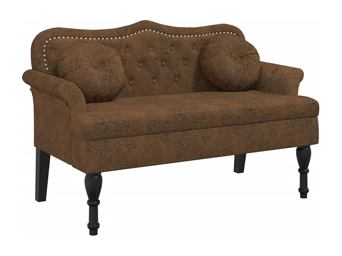 Panca con Cuscini Marrone 120,5x65x75 cm Similpelle Scamosciata
