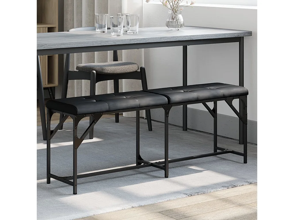 Banco de jantar 124x32x45 cm aço e couro artificial preto