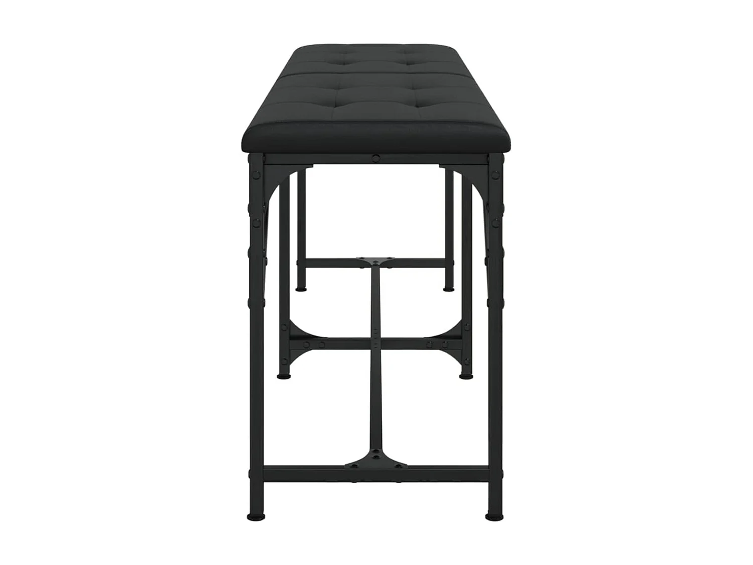 Banco de jantar 124x32x45 cm aço e couro artificial preto