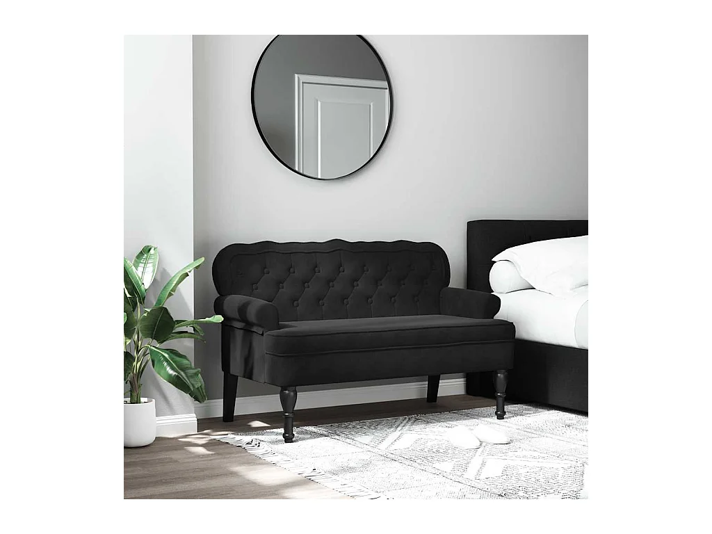 Banc avec dossier noir 119,5x64,5x75 cm velours