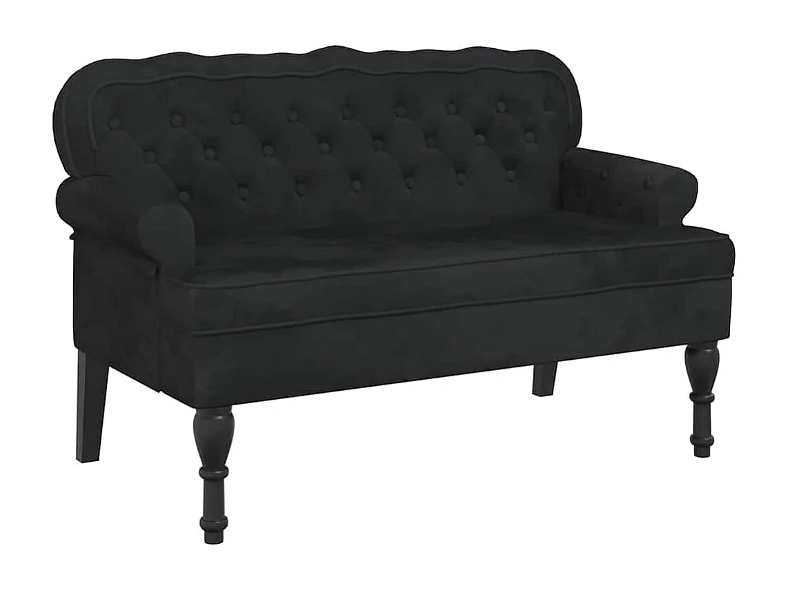 Panca con schienale nera 119,5x64,5x75 cm in velluto