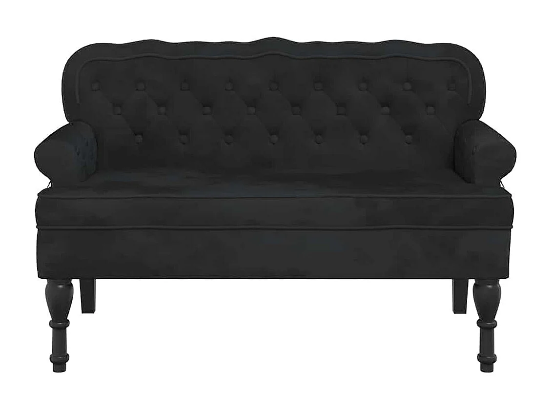 Panca con schienale nera 119,5x64,5x75 cm in velluto