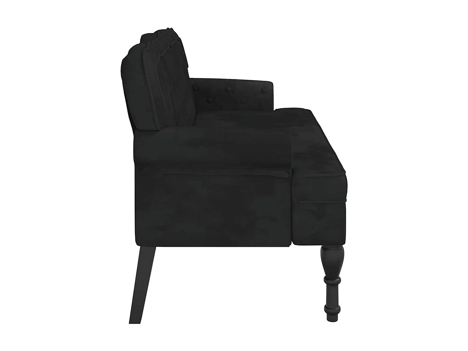 Panca con schienale nera 119,5x64,5x75 cm in velluto