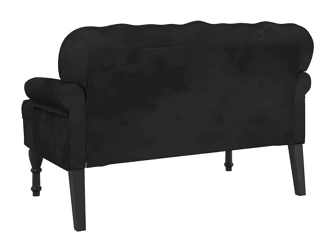 Panca con schienale nera 119,5x64,5x75 cm in velluto