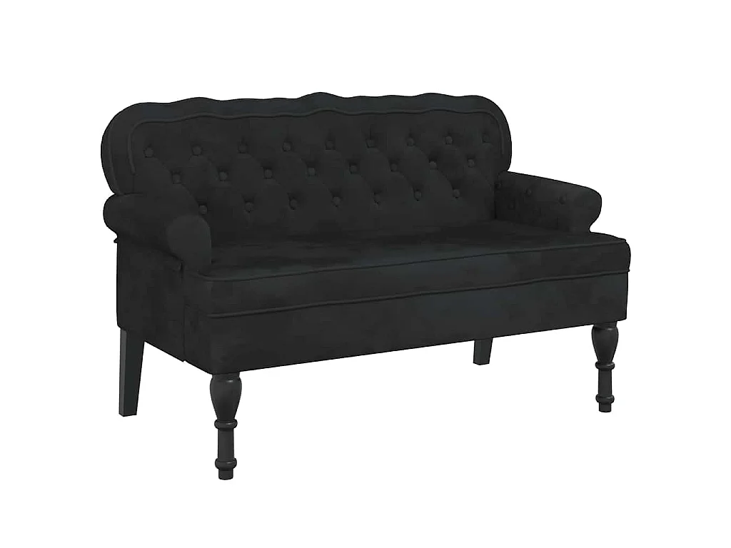 Banc avec dossier Noir 119,5x64,5x75 cm Velours