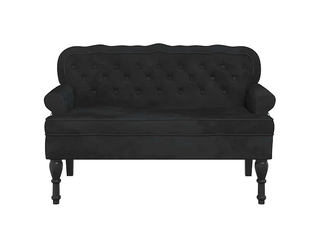 Banc avec dossier Noir 119,5x64,5x75 cm Velours
