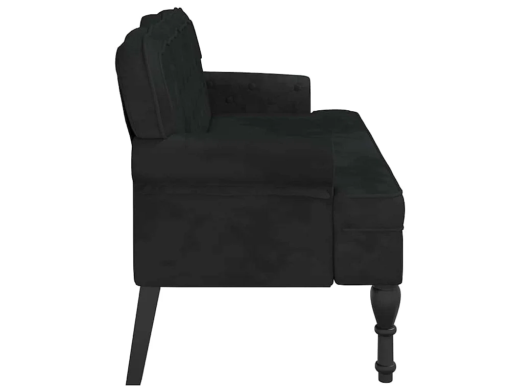 Banc avec dossier Noir 119,5x64,5x75 cm Velours