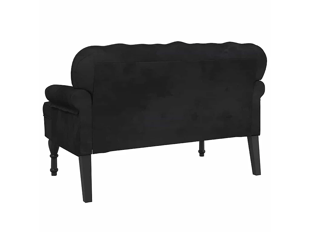 Banc avec dossier Noir 119,5x64,5x75 cm Velours