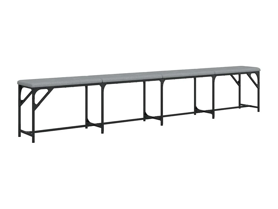 Banc à manger gris clair 248x32x45 cm acier et tissu
