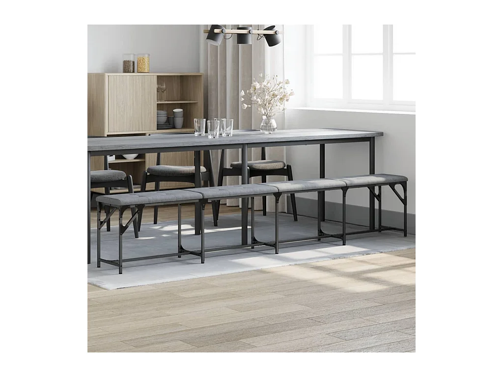 Banc à manger gris clair 248x32x45 cm acier et tissu