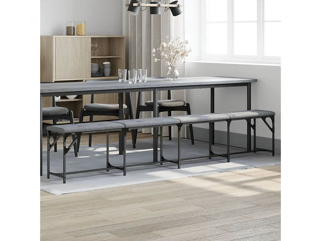 Essbank Hellgrau 248x32x45 cm Stahl und Stoff