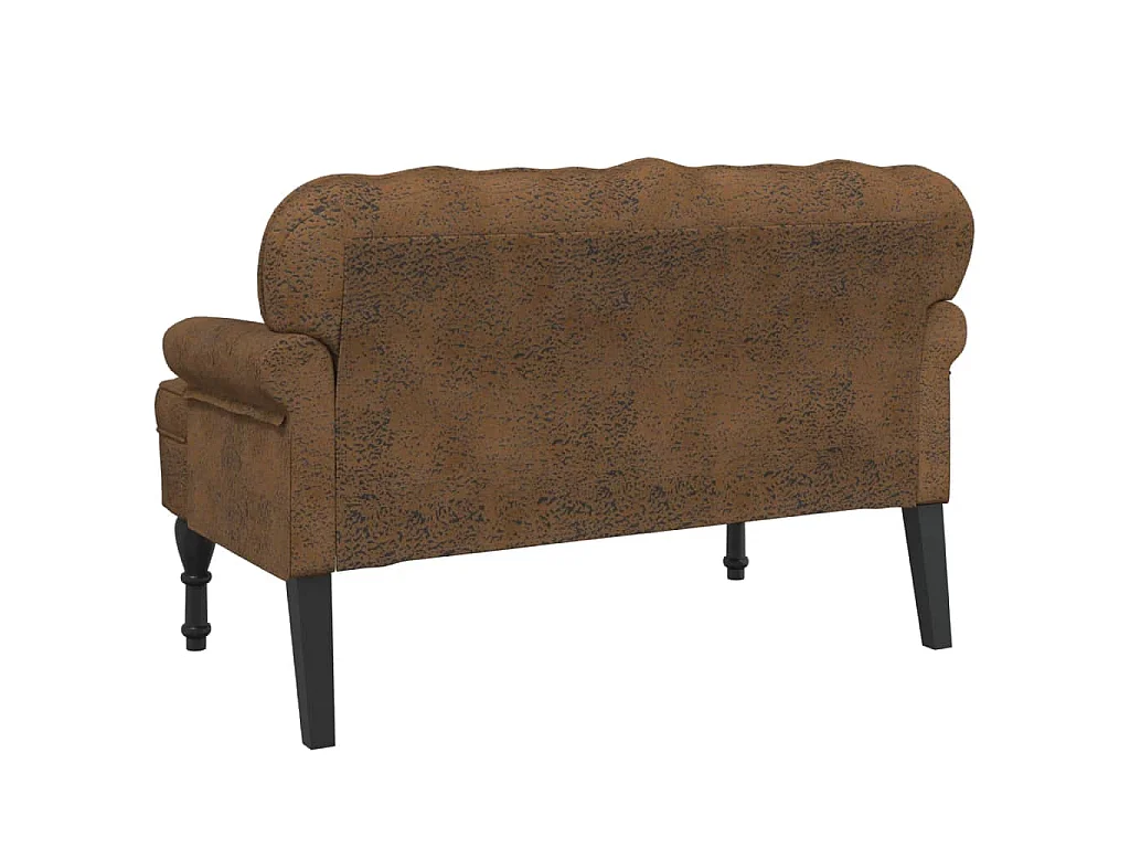 Sitzbank mit Rückenlehne Braun 119,5x64,5x75 cm Wildleder-Optik