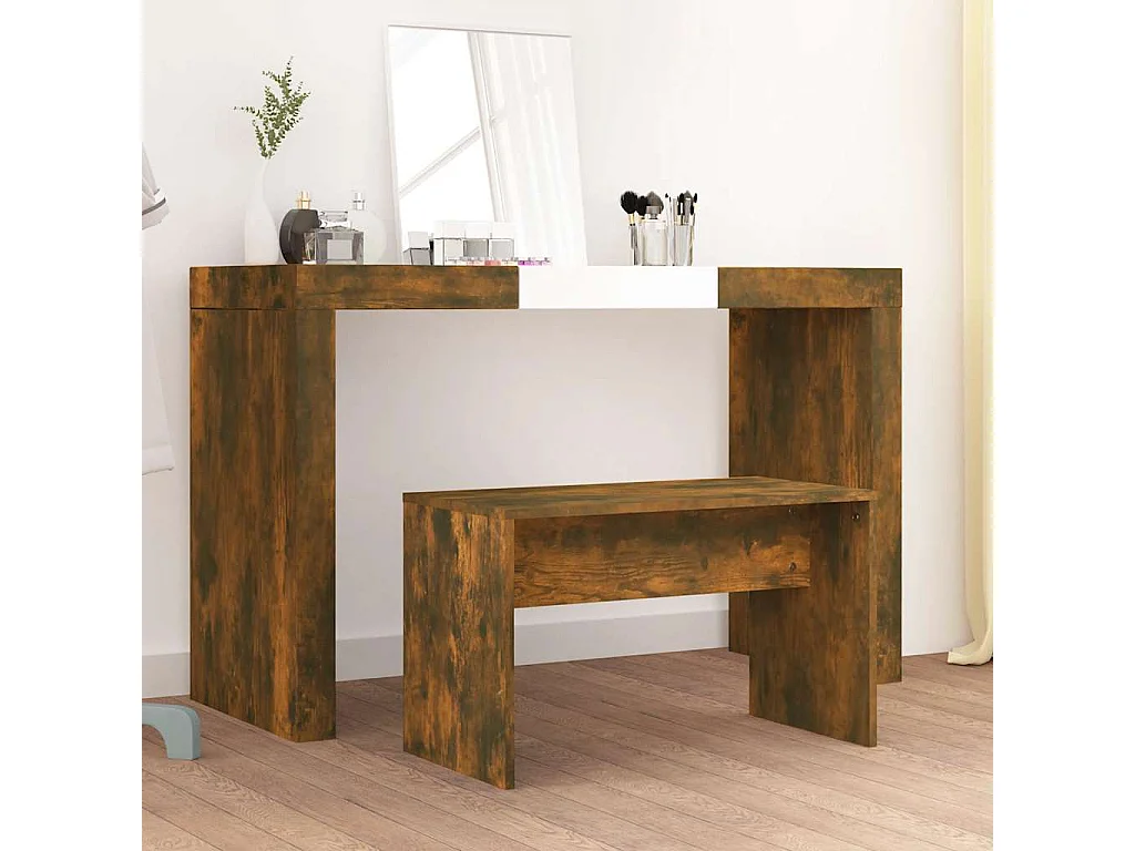 Sgabello da Toeletta Rovere Fumo 70x35x45 cm Legno Multistrato