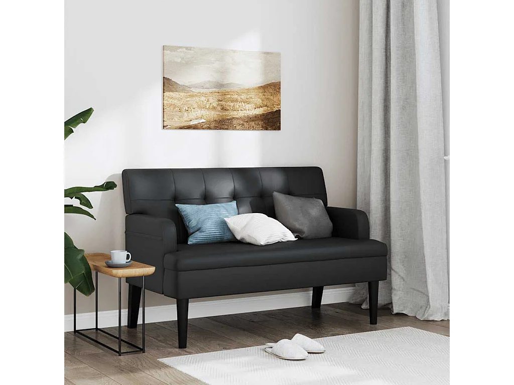 Sitzbank mit Rückenlehne Schwarz 112x65,5x75 cm Kunstleder