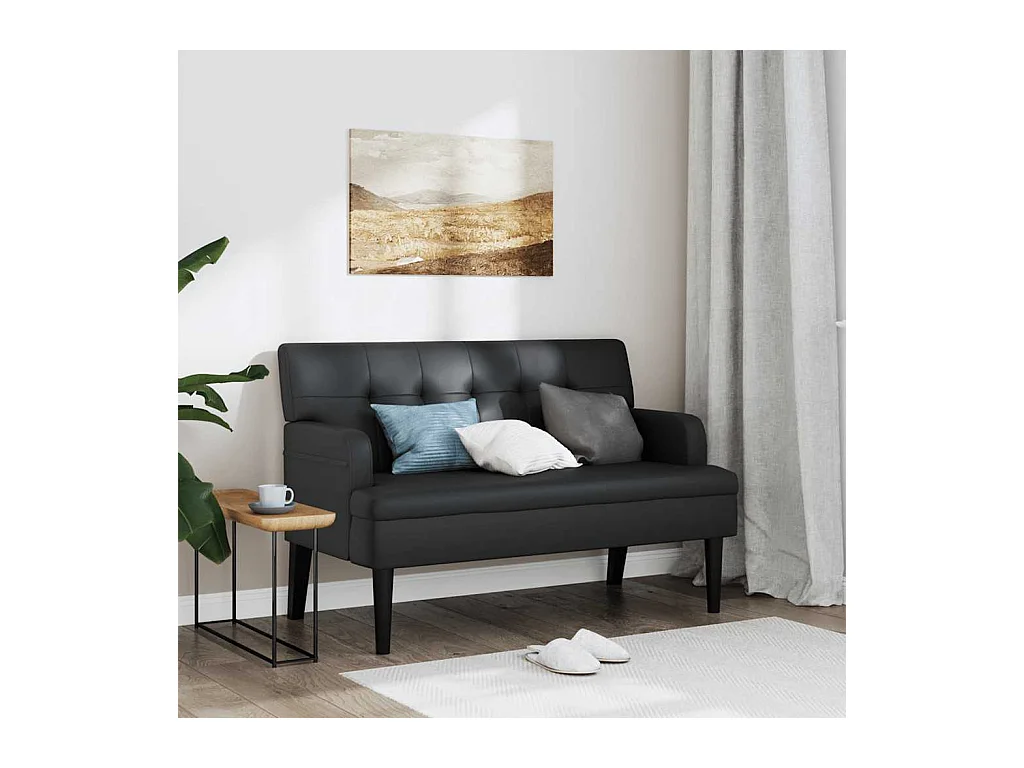 Banc avec dossier noir 112x65,5x75 cm similicuir