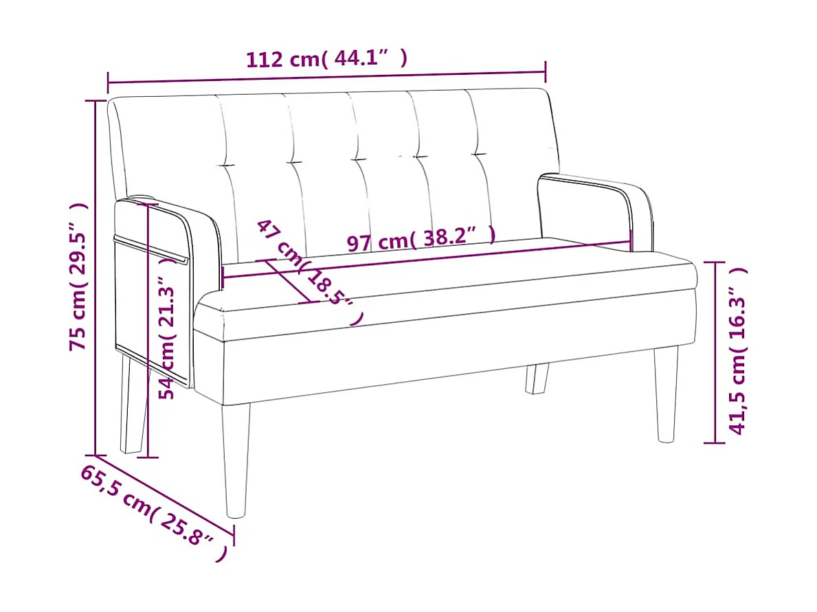 Banc avec dossier Noir 112x65,5x75 cm Similicuir