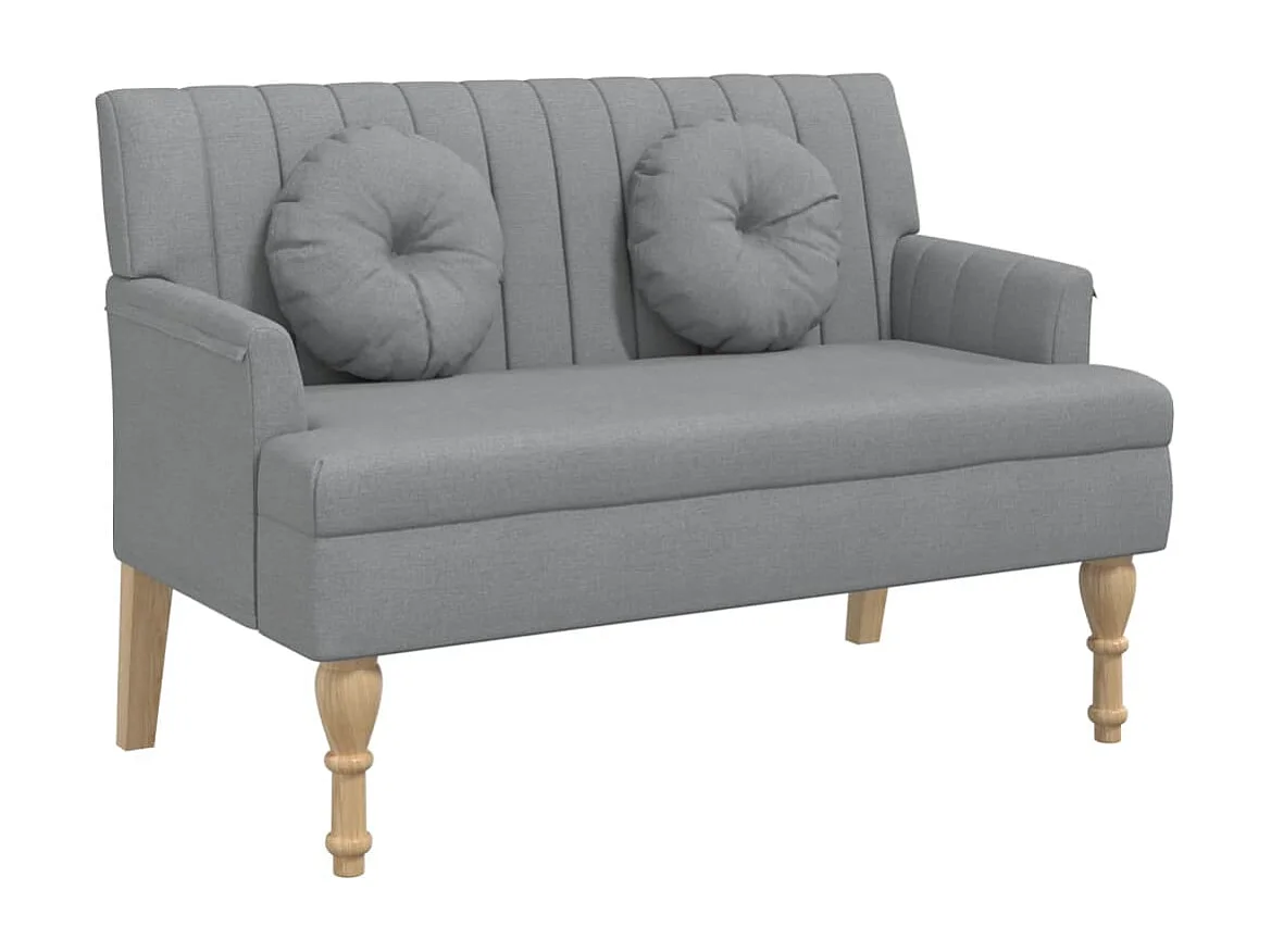 Sitzbank mit Kissen Hellgrau 113x64,5x75,5 cm Stoff
