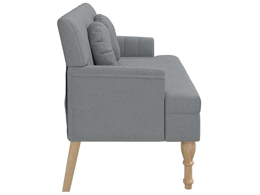 Sitzbank mit Kissen Hellgrau 113x64,5x75,5 cm Stoff