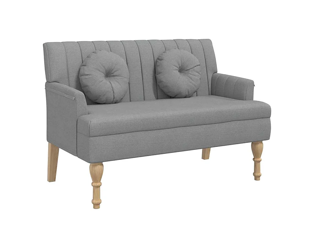 Bankje met kussens 113x64,5x75,5 cm stof lichtgrijs