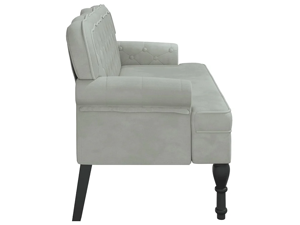 Panca con schienale grigio chiaro 119,5x64,5x75 cm in velluto