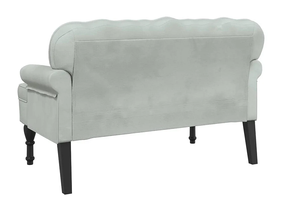 Panca con schienale grigio chiaro 119,5x64,5x75 cm in velluto