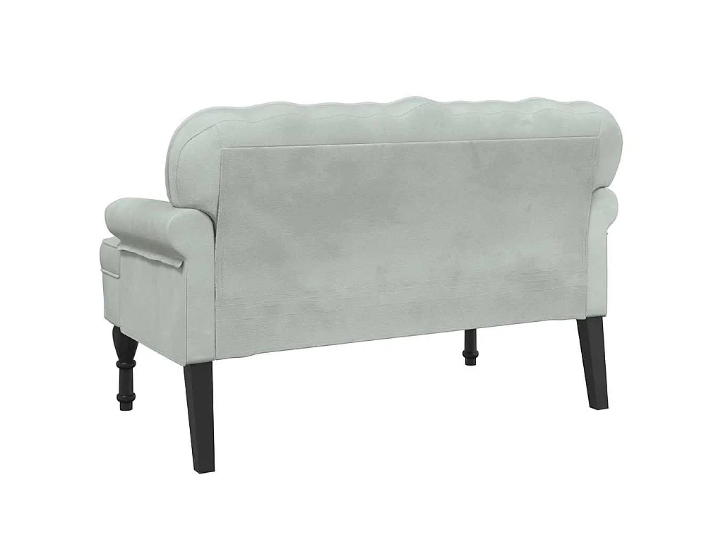 Banco con respaldo de terciopelo gris claro 119,5x64,5x75 cm