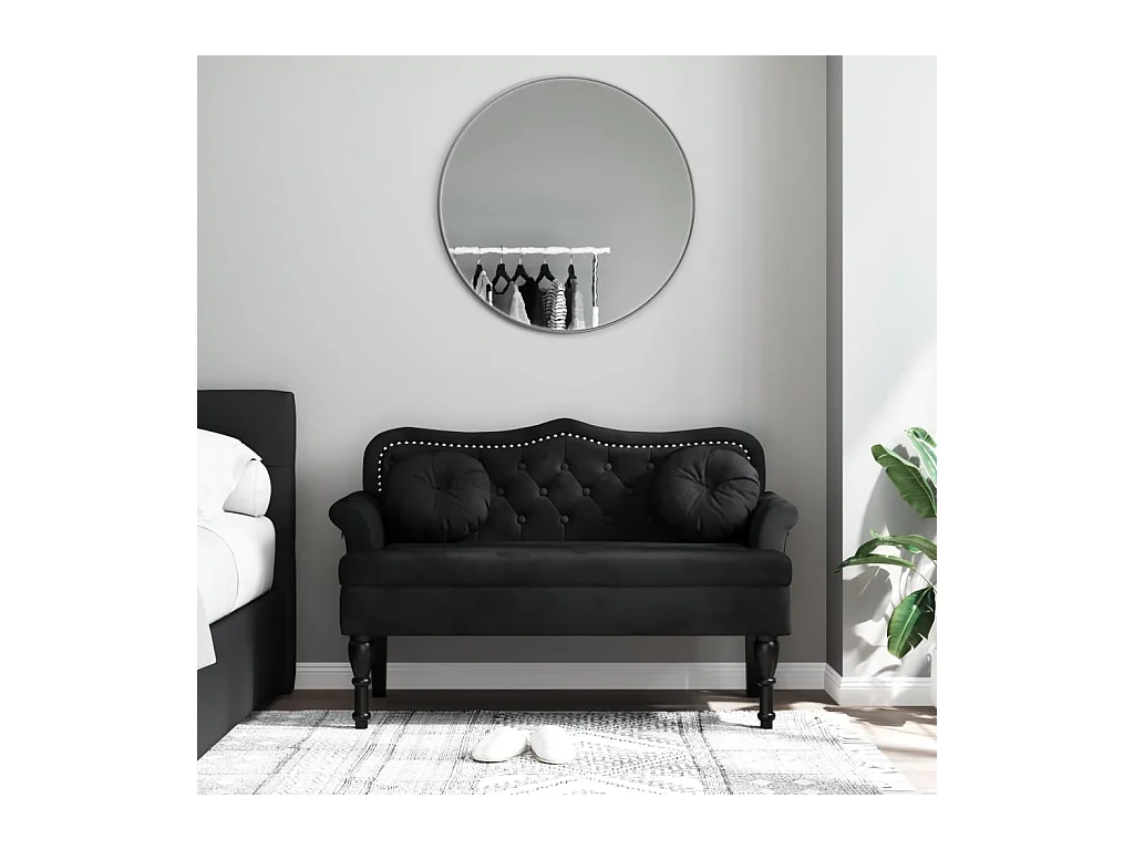 Bankje met kussens 120,5x65x75 cm fluweel zwart