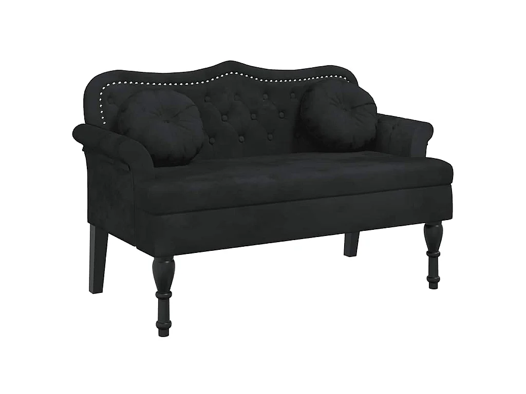 Banc avec coussins Noir 120,5x65x75 cm Velours